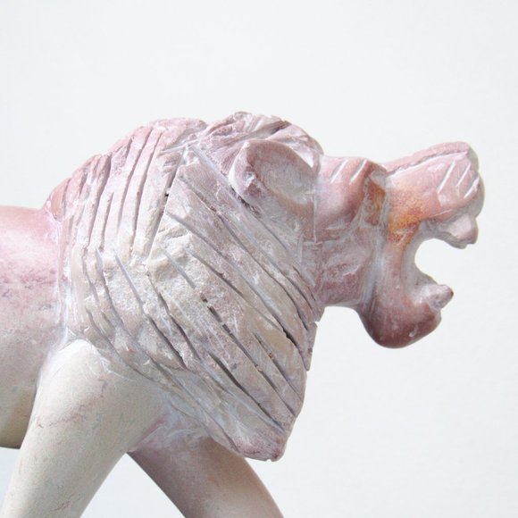 Vintage Carved Lion Sculpture Soapstone Home Accent Collectable Art Stone Statue - Picture 9 of 10